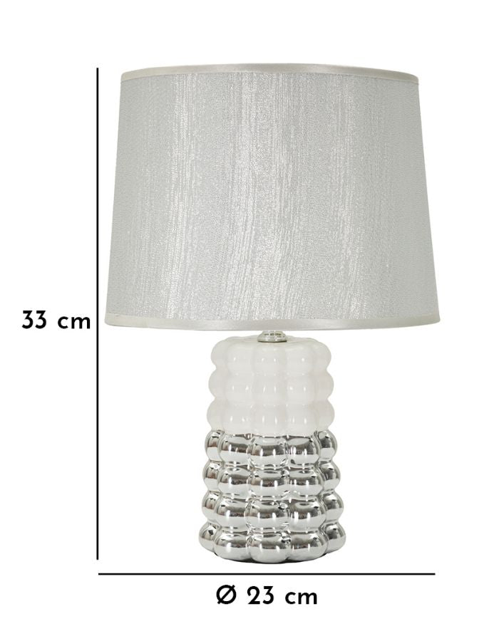 Lampe de table en céramique blanche avec abat-jour en tissu – Lace Contemporary