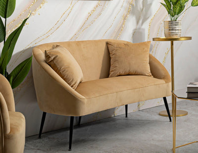 Canapé rembourré beige avec coussins – Canapé 2 places Browy