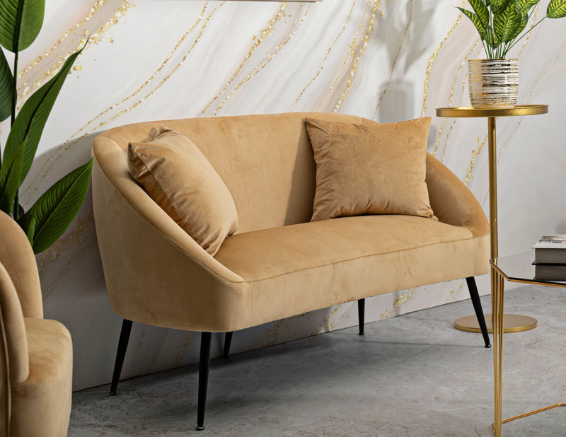 Canapé rembourré beige avec coussins – Canapé 2 places Browy