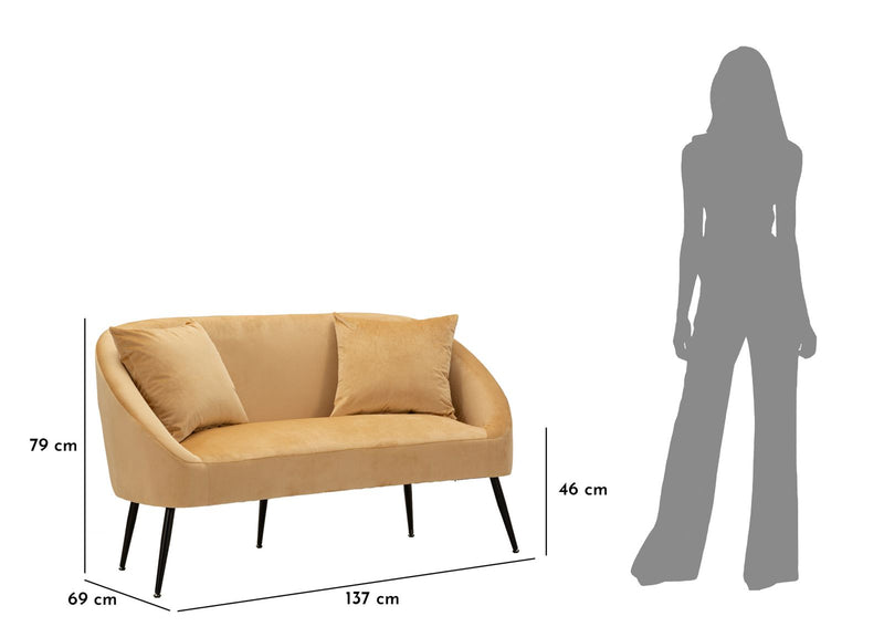 Canapé rembourré beige avec coussins – Canapé 2 places Browy