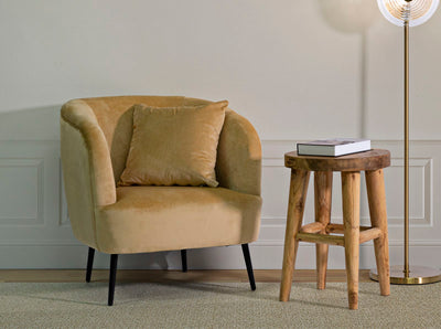 Fauteuil rembourré beige avec coussin – Fauteuil d'appoint Browy