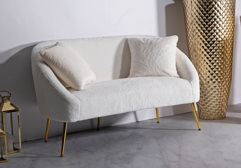 Canapé rembourré crème avec coussins – Canapé 2 places Soffy