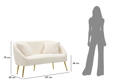 Canapé rembourré crème avec coussins – Canapé 2 places Soffy