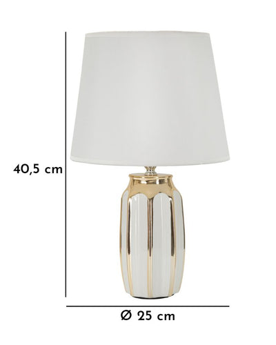 Lampe de table en céramique blanche avec abat-jour en tissu – Cassy Modern Accent