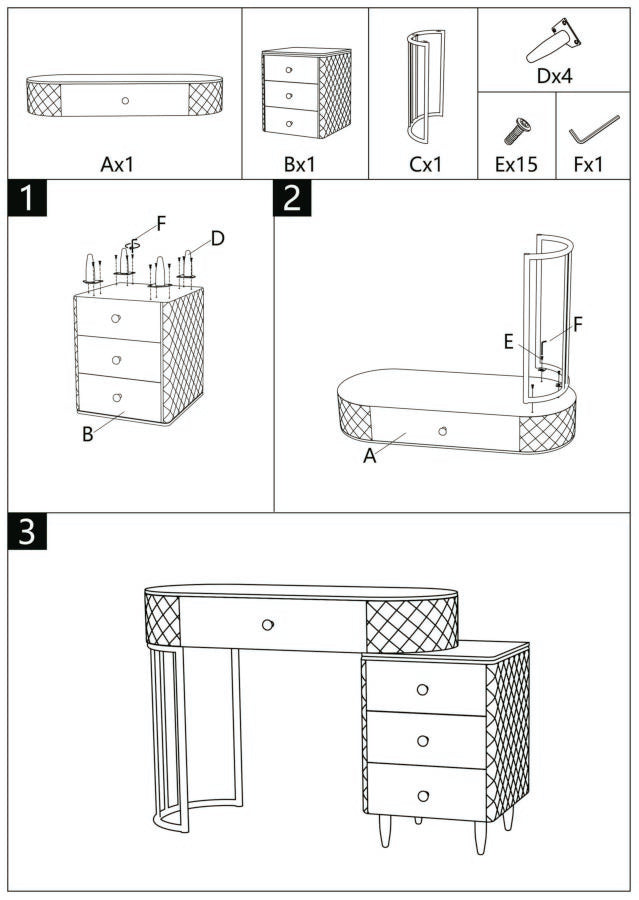 Bureau rose avec tabouret assorti – Mobilier de chambre Sharon