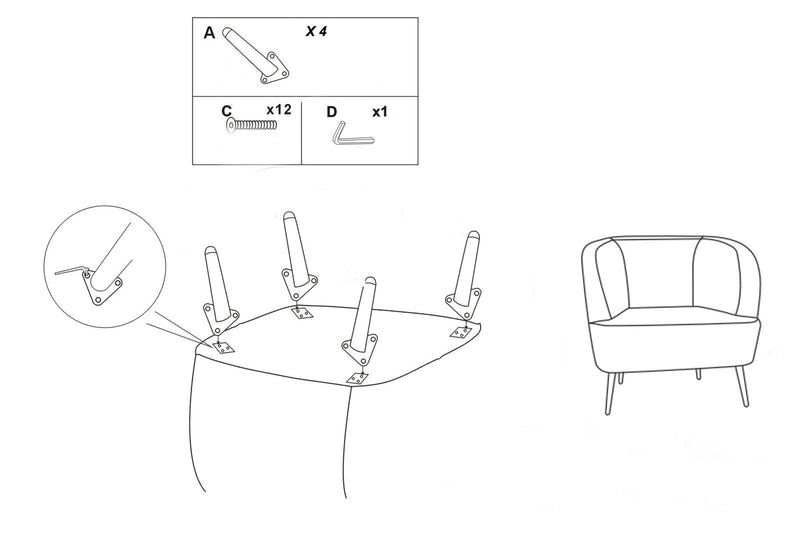 Fauteuil rembourré gris graphite avec coussin – Fauteuil d&