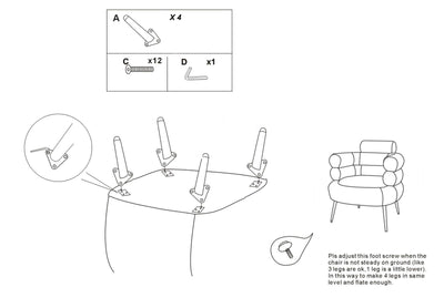 Fauteuil rembourré gris graphite avec coussin – Fauteuil d'appoint Silvery Plus