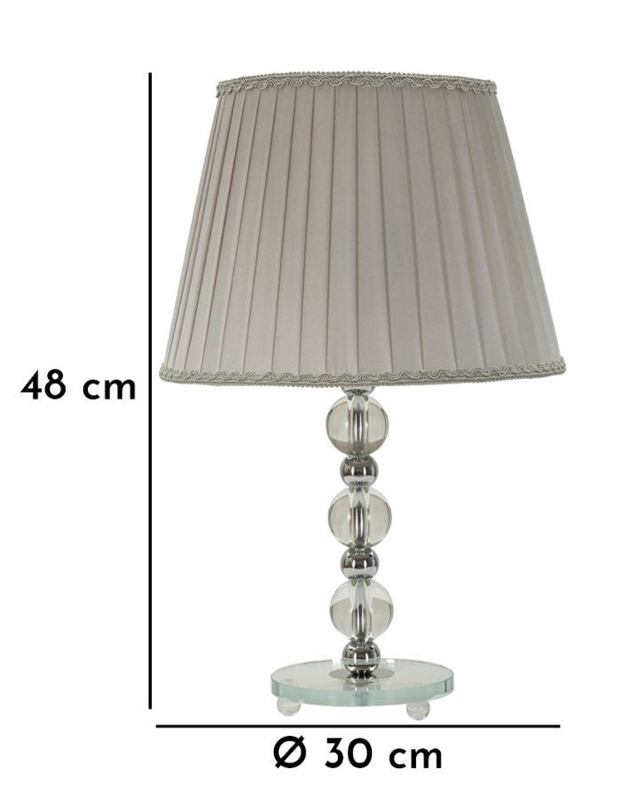 Lampe de table en tissu gris avec pied décoratif – Collection Tolly