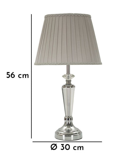 Lampe de table argentée avec abat-jour en tissu gris – Slivery Collection