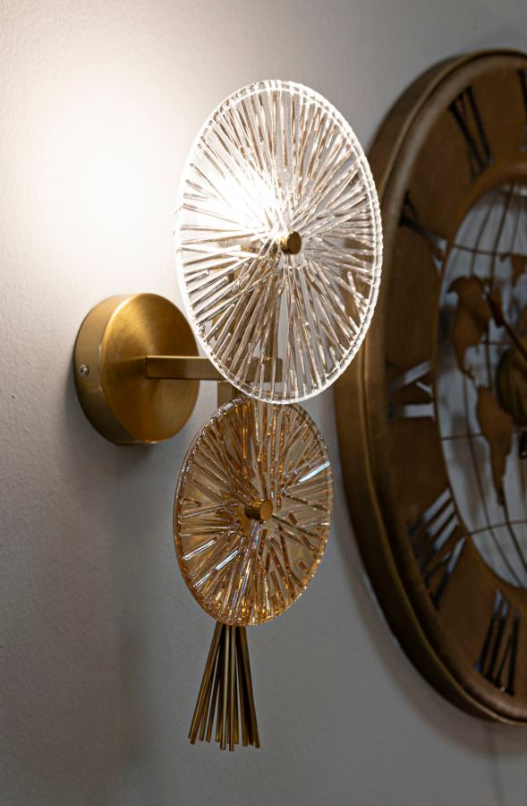 Applique murale dorée et argentée avec motif soleil rayonnant – Sunrise Modern