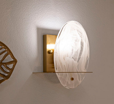 Applique murale dorée et blanche avec abat-jour ovale – Portlan Decorative Light