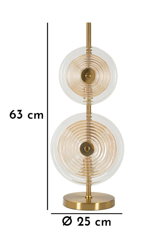 Lampe de table dorée et en verre avec disques blancs – Collection Venice
