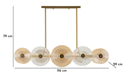 Plafonnier doré et en verre avec plusieurs abat-jours – Venice Collection
