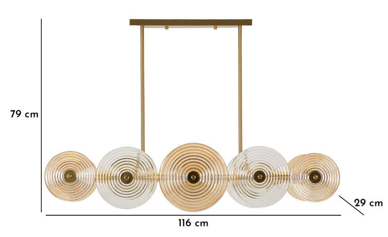 Plafonnier doré et en verre avec plusieurs abat-jours – Venice Collection