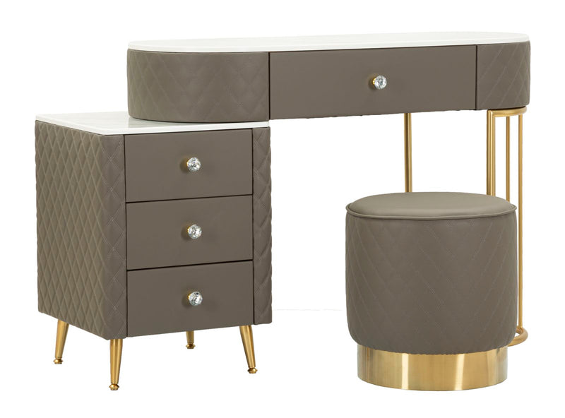 Bureau gris avec tabouret assorti – Mobilier de chambre Sharon
