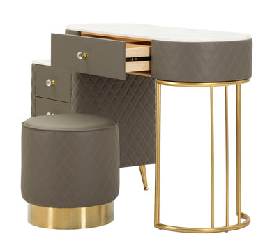 Bureau gris avec tabouret assorti – Mobilier de chambre Sharon