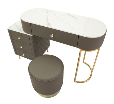 Bureau gris avec tabouret assorti – Mobilier de chambre Sharon