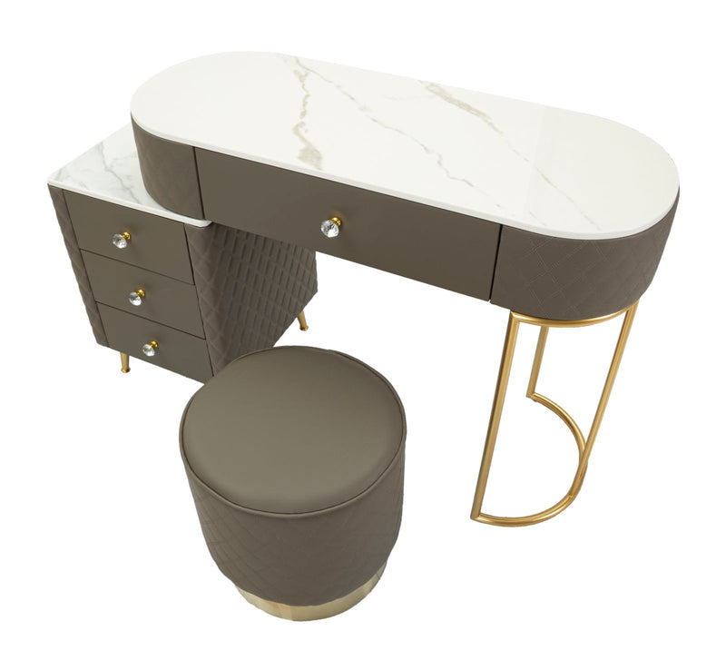 Bureau gris avec tabouret assorti – Mobilier de chambre Sharon