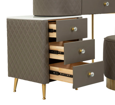 Bureau gris avec tabouret assorti – Mobilier de chambre Sharon
