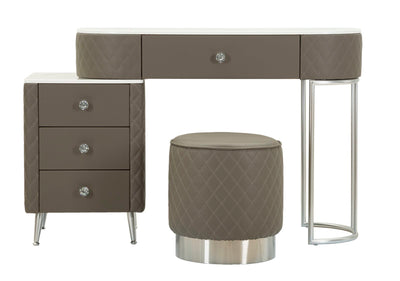 Bureau de lit gris avec tabouret et pieds argentés – Sharon Modern Style