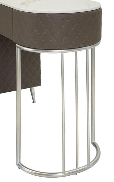 Bureau de lit gris avec tabouret et pieds argentés – Sharon Modern Style