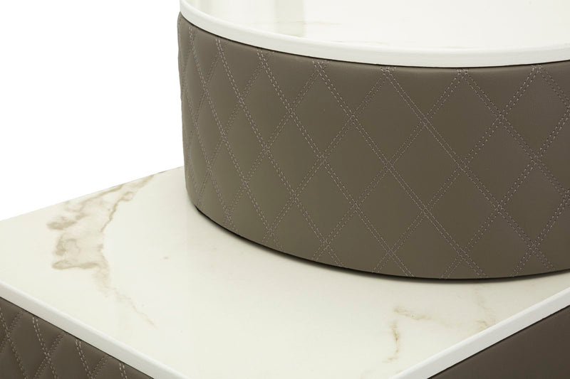 Bureau de lit gris avec tabouret et pieds argentés – Sharon Modern Style