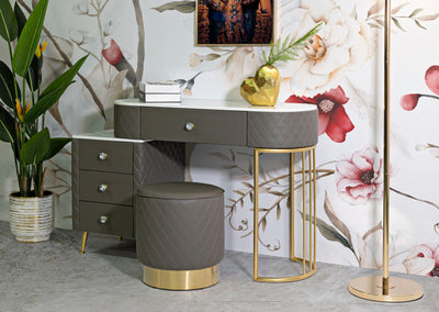 Bureau gris avec tabouret assorti – Mobilier de chambre Sharon