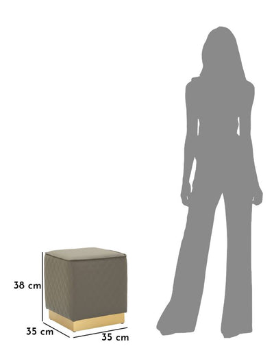 Tabouret carré rembourré avec base dorée – Sharon Modern Accent