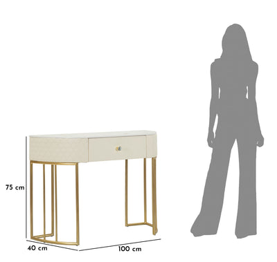 Console blanche avec pieds dorés – Entrée moderne Sharon