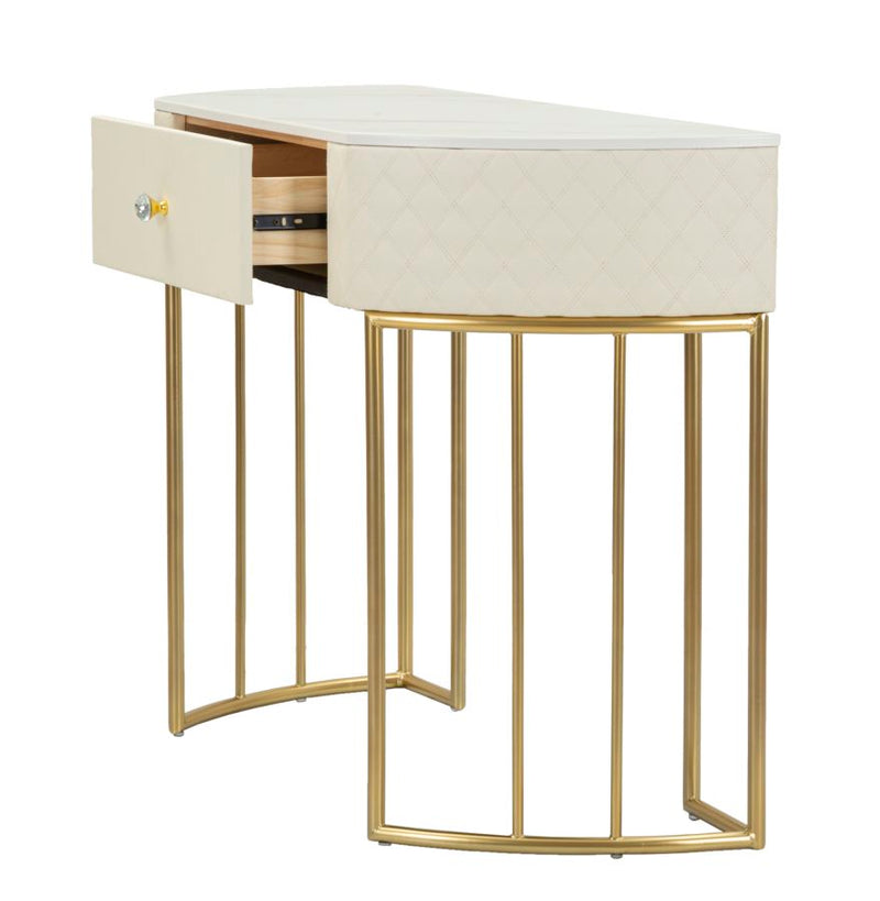 Console blanche avec pieds dorés – Entrée moderne Sharon