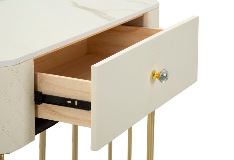 Console blanche avec pieds dorés – Entrée moderne Sharon