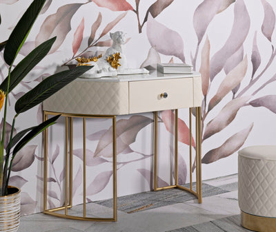 Console blanche avec pieds dorés – Entrée moderne Sharon