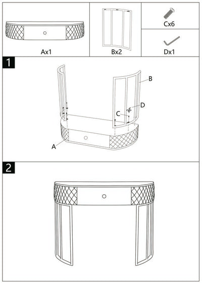 Console blanche avec pieds dorés – Entrée moderne Sharon