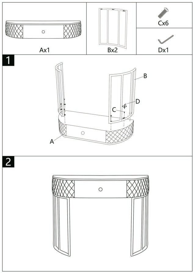 Console blanche avec pieds dorés – Entrée moderne Sharon