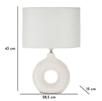 Lampe de table en céramique blanche avec abat-jour en tissu – Seta Modern Accent