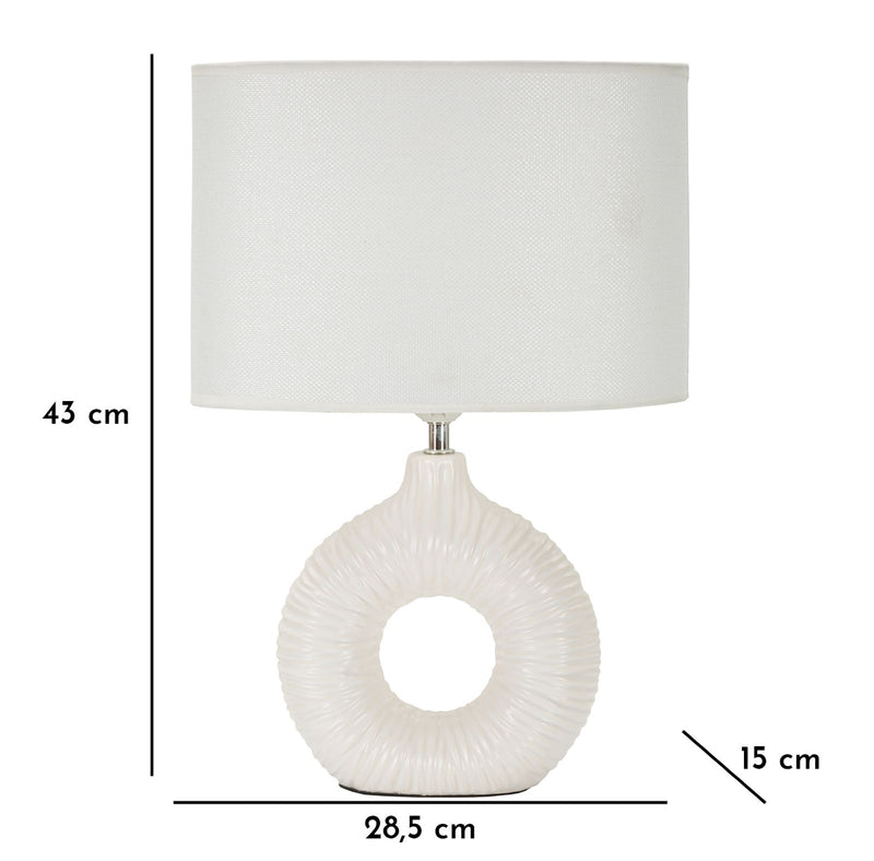 Lampe de table en céramique blanche avec abat-jour en tissu – Seta Modern Accent