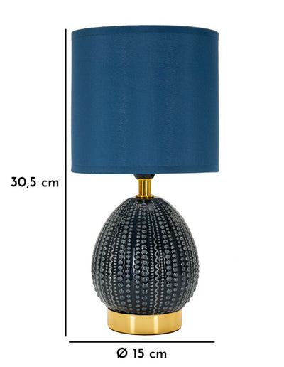 Lampe de chevet en céramique bleue avec abat-jour en tissu – Flavi Modern Accent