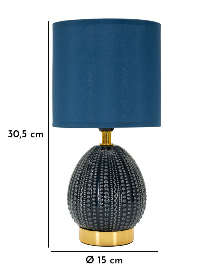 Lampe de chevet en céramique bleue avec abat-jour en tissu – Flavi Modern Accent