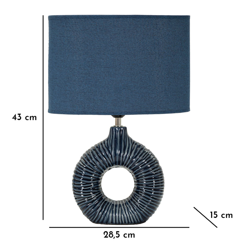 Lampe de table en céramique bleue avec abat-jour en tissu – Style moderne Seta