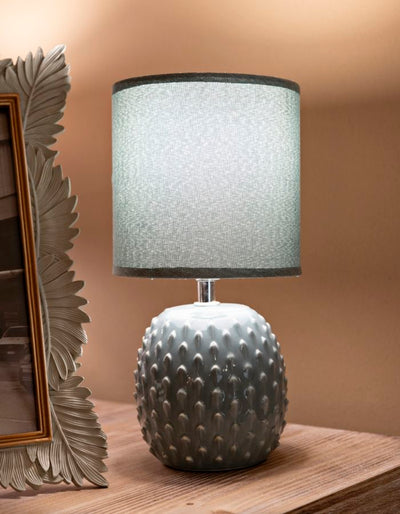 Lampe de chevet en céramique turquoise avec abat-jour en tissu – Pontus Collection
