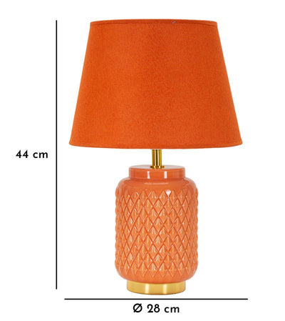 Lampe de table en céramique orange avec abat-jour en tissu – Square Modern Design