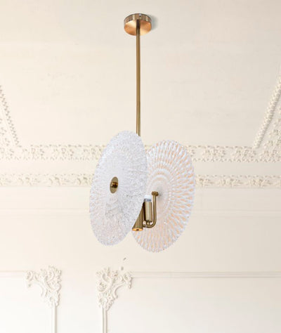 Plafonnier doré et en verre avec disques blancs – Modern Design