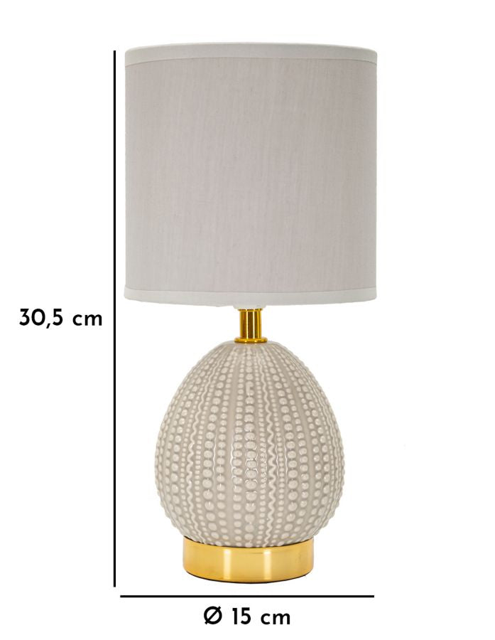 Lampe de chevet en céramique grise avec abat-jour en tissu – Flavi Collection