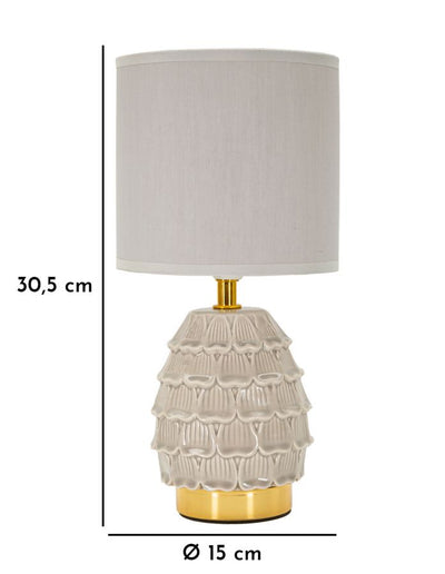 Lampe de chevet en céramique grise avec abat-jour en tissu – Pigmy Collection