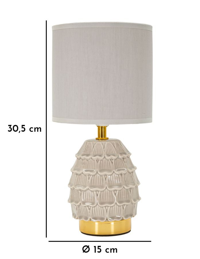 Lampe de chevet en céramique grise avec abat-jour en tissu – Pigmy Collection