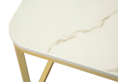 Lot de 2 tables basses en marbre artificiel avec piètement doré – Collection Beauté