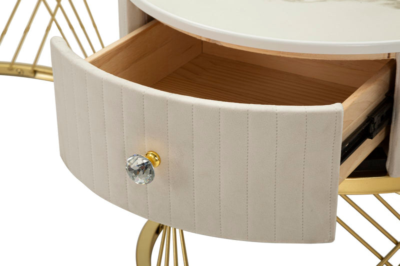 Ensemble de 2 tables basses en marbre artificiel avec cadre doré – Collection Votix