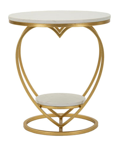 Table d'appoint en métal doré avec piètement en forme de cœur – Heart Modern Design
