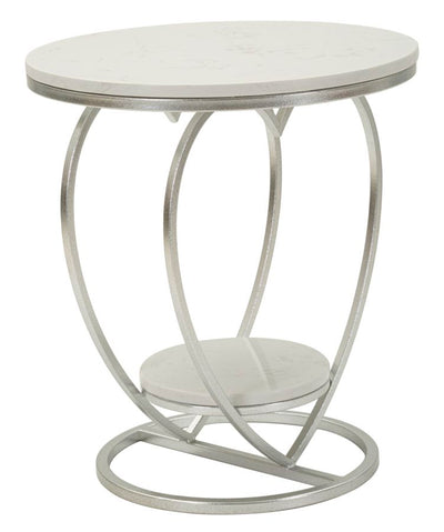 Table d'appoint en métal argenté avec piètement en forme de cœur – Heart Modern Accent