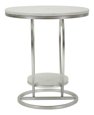 Table d'appoint en métal argenté avec piètement en forme de cœur – Heart Modern Accent